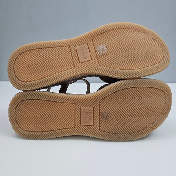 Eileen Fisher Airo Wedge Sandal Womens 9.5 Tan Leather Platform Ankle Strap NEW - Picture 12 of 14